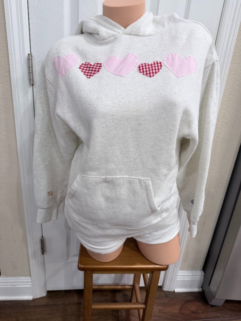 Wild Fable Patchwork Heart Hoodie XXS Cream Coquette Valentine’s Cottagecore